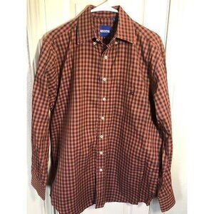 Resistol Mens Med Orange Checker Long Sleeve Button Up Western Shirt